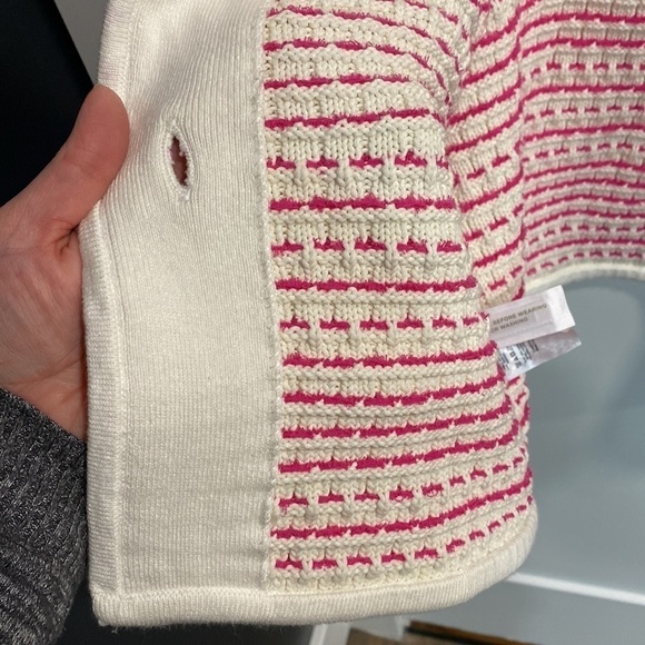 Ann Taylor Pink And White Striped Cardigan EUC - Picture 10 of 11